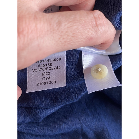 Lands End Shirt Womens Small 100% Linen Roll Tab Sleeve Casual Coastal Blouse - Picture 6 of 8